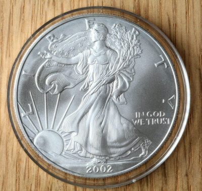 2002 Silver Eagle PCGS MS70 First Strike label holder showing special designation